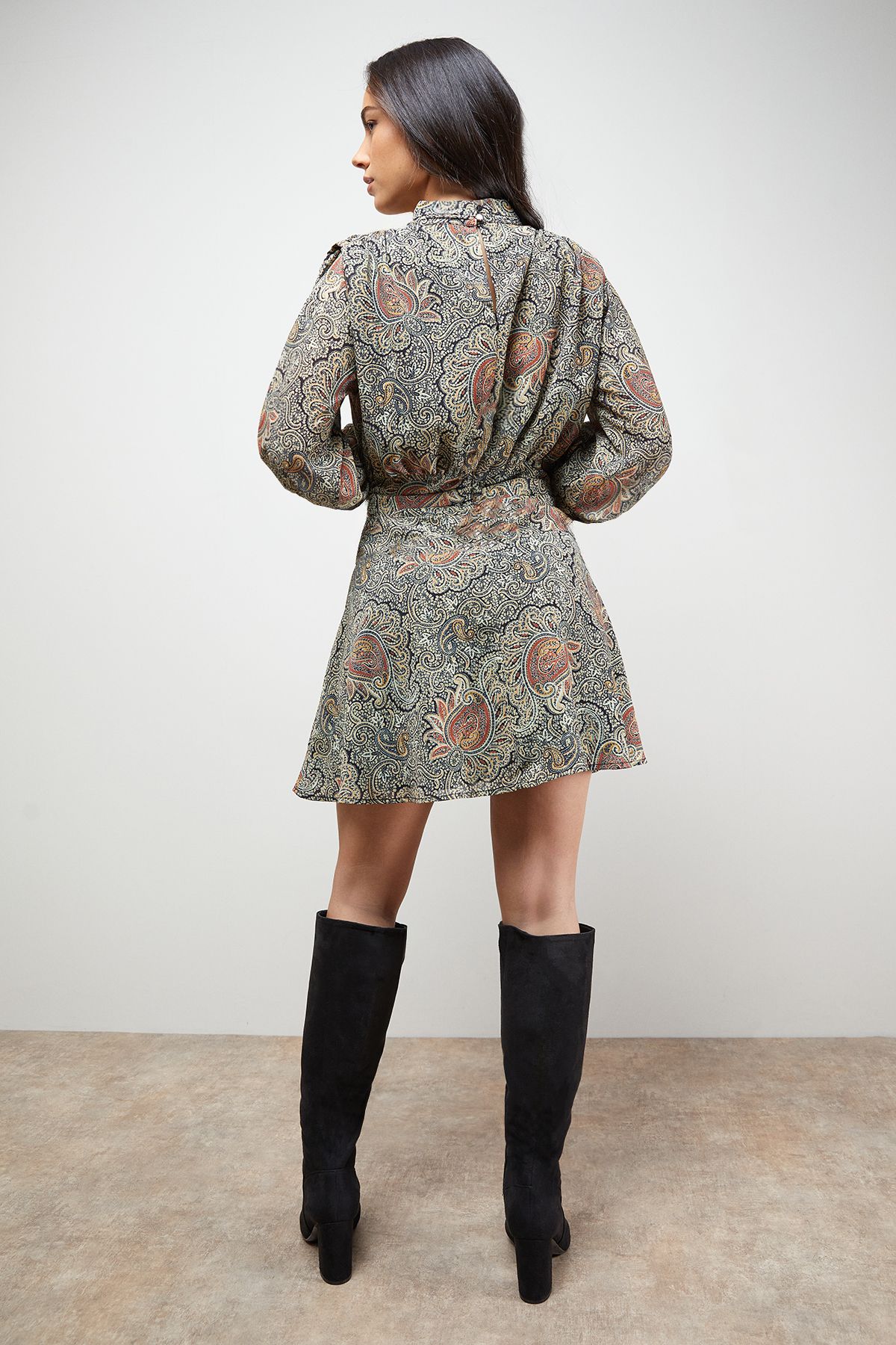 Oasis Volume Shoulder Western Mini Dress Multi image 3