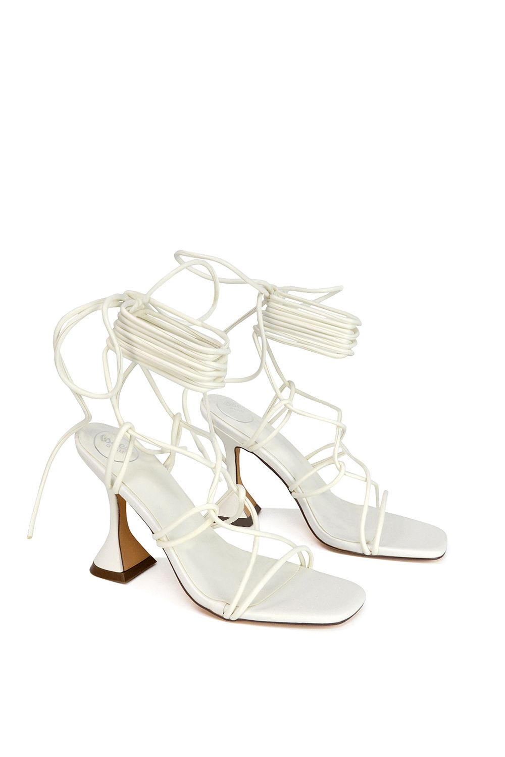 XY London 'Briar' Lace up Square Toe Sculptured Mid High Heels image 4