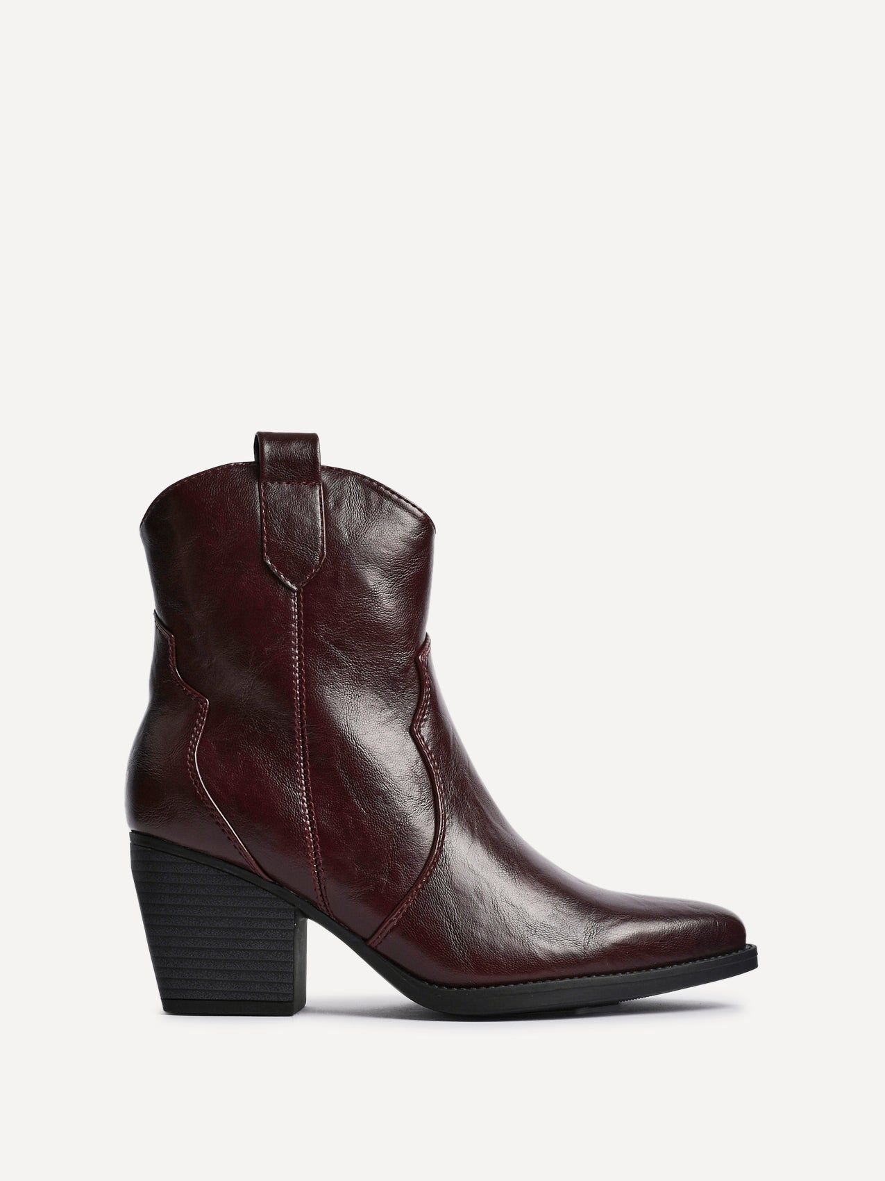 Linzi Jessie Burgundy Faux Leather Western Ankle Boot image 1