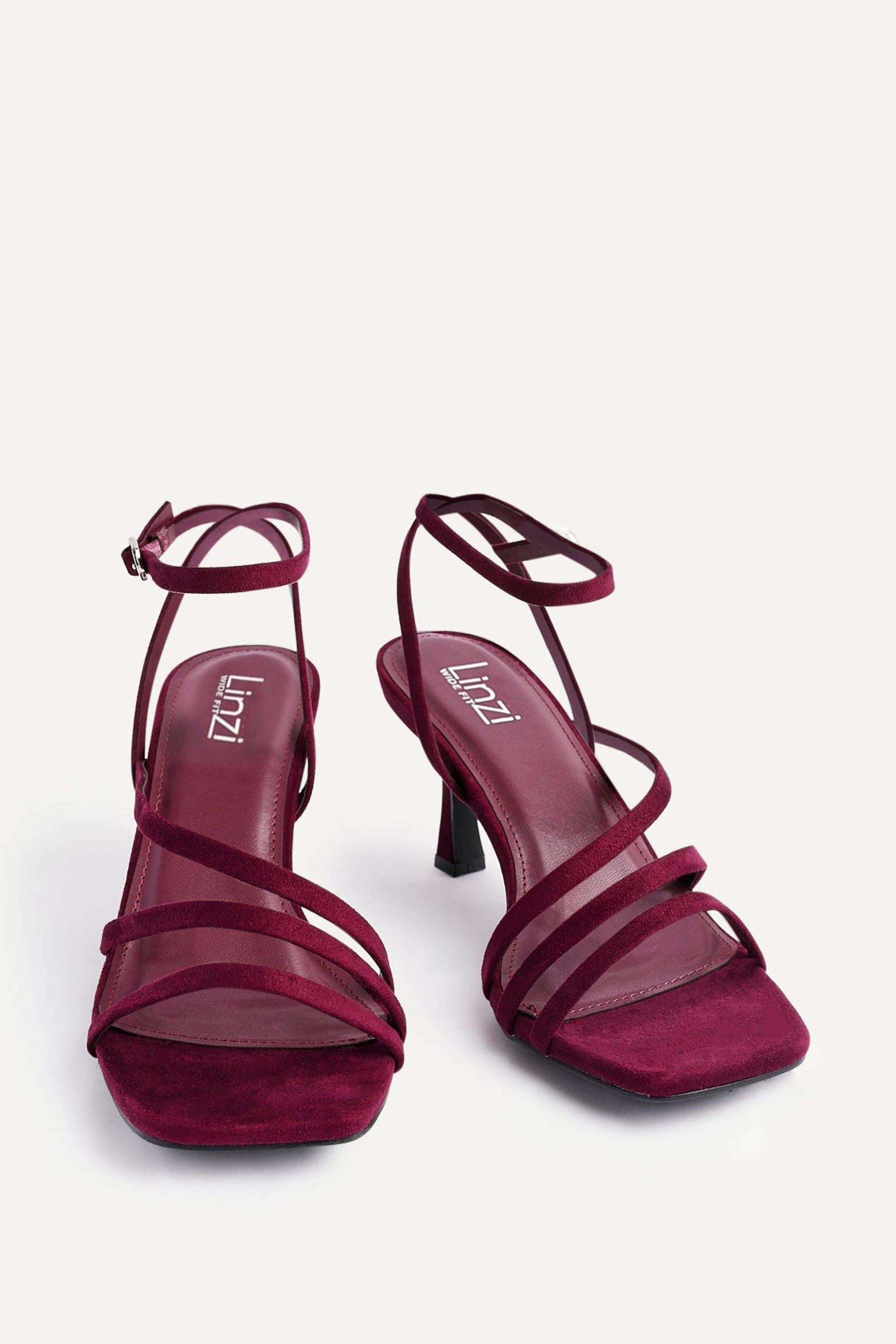 Linzi Reflect Burgundy Faux Suede Strappy Heels image 3
