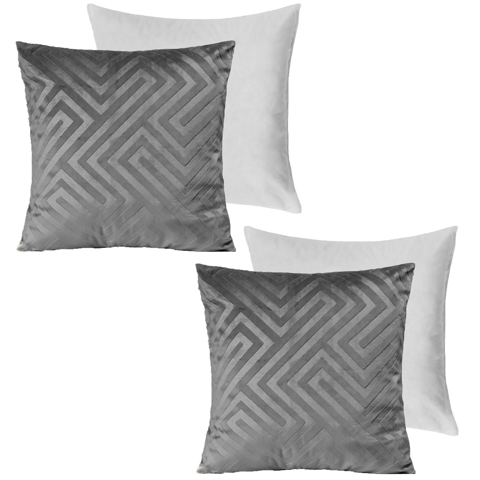 OHS 2 x Matte Geo Velvet Cushion Covers Filled Soft image 1