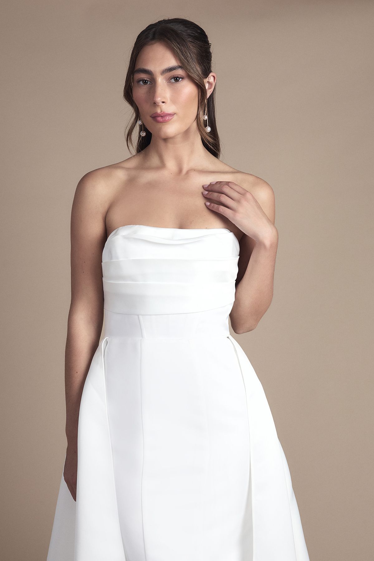 Coast Bandeau corset A Line Satin Wedding Dress Ivory image 4