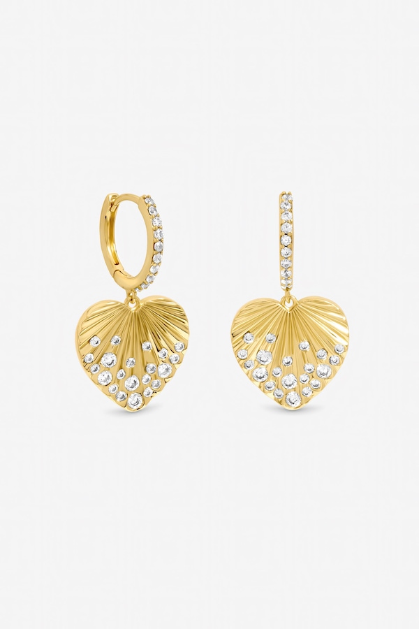 Inicio Gold Plated Heart Charm Earrings - Gift Pouch