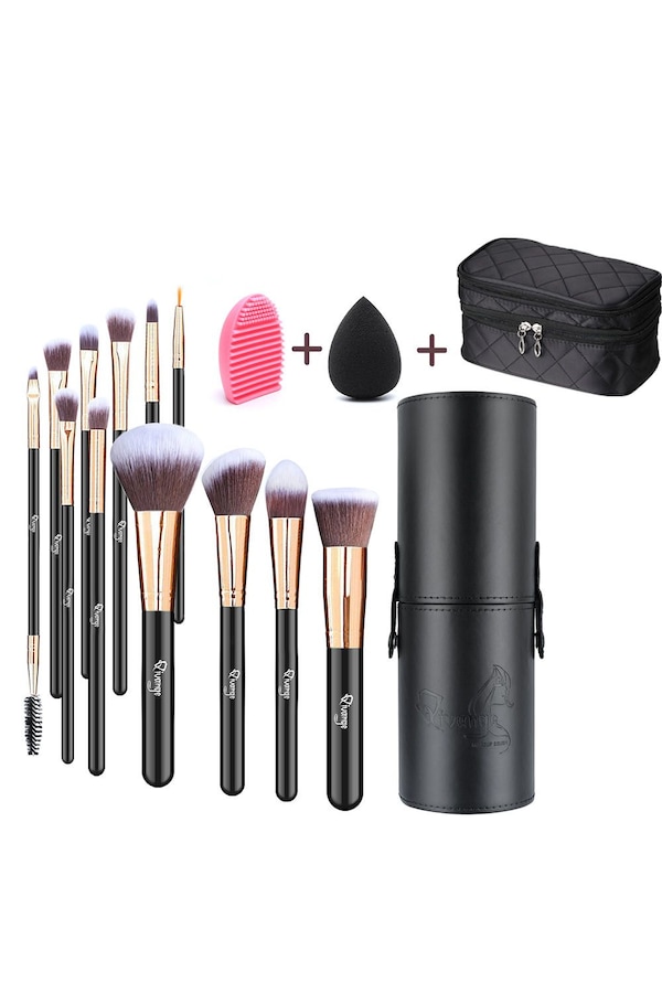 Living and Home 12 Pcs Professional Makeup Brush Set with Waterproof Travel Makeup Bag