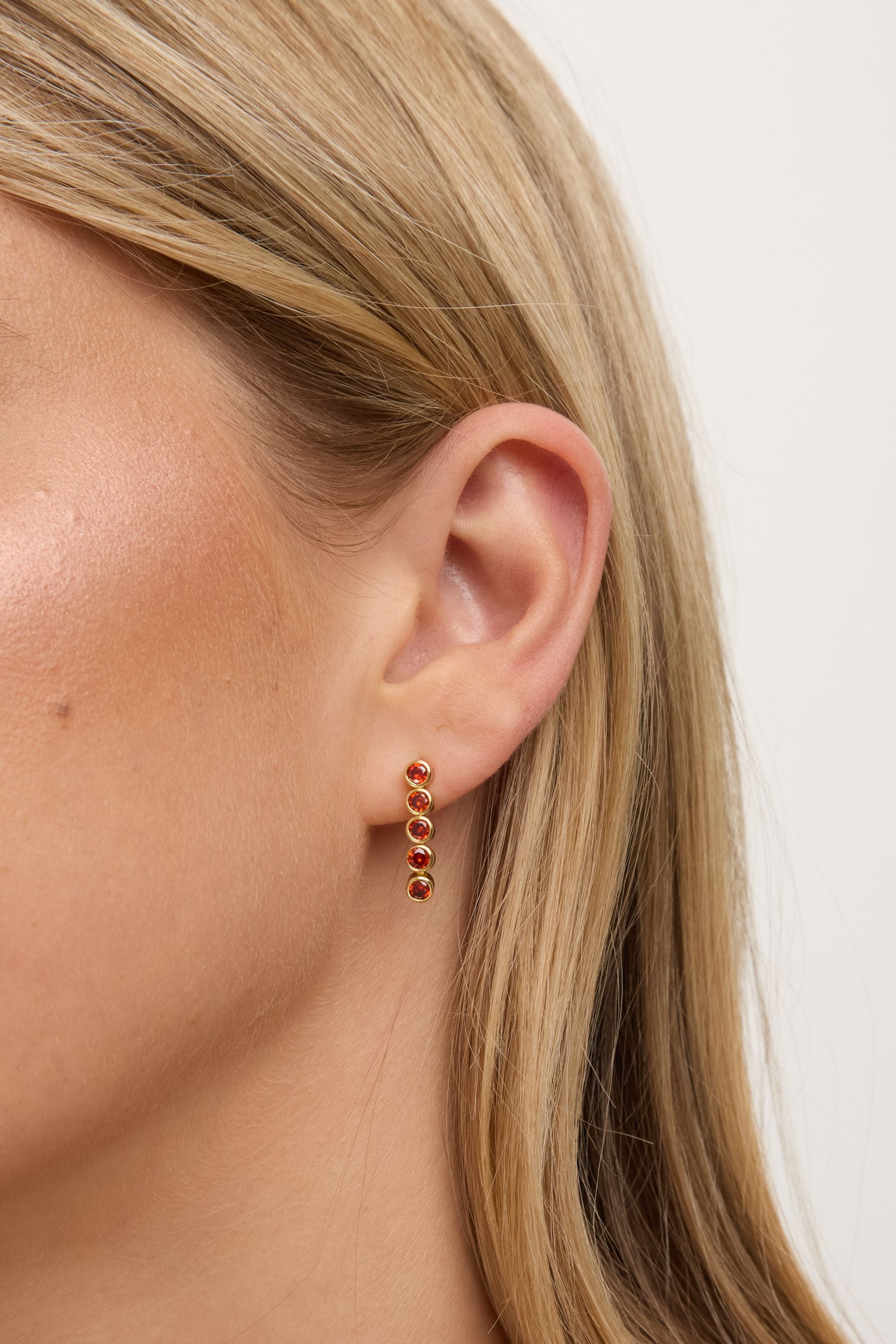 Jon Richard 14K Gold Plated and Red Cubic Zirconia Tennis Earrings - Gift Box image 3