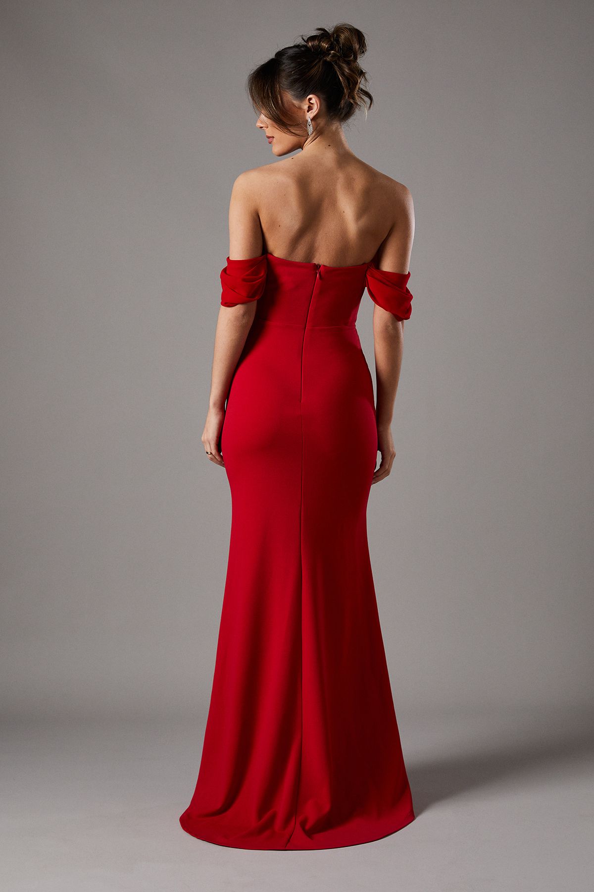 Coast Bardot Maxi Dress With Diamante Trim Red image 4