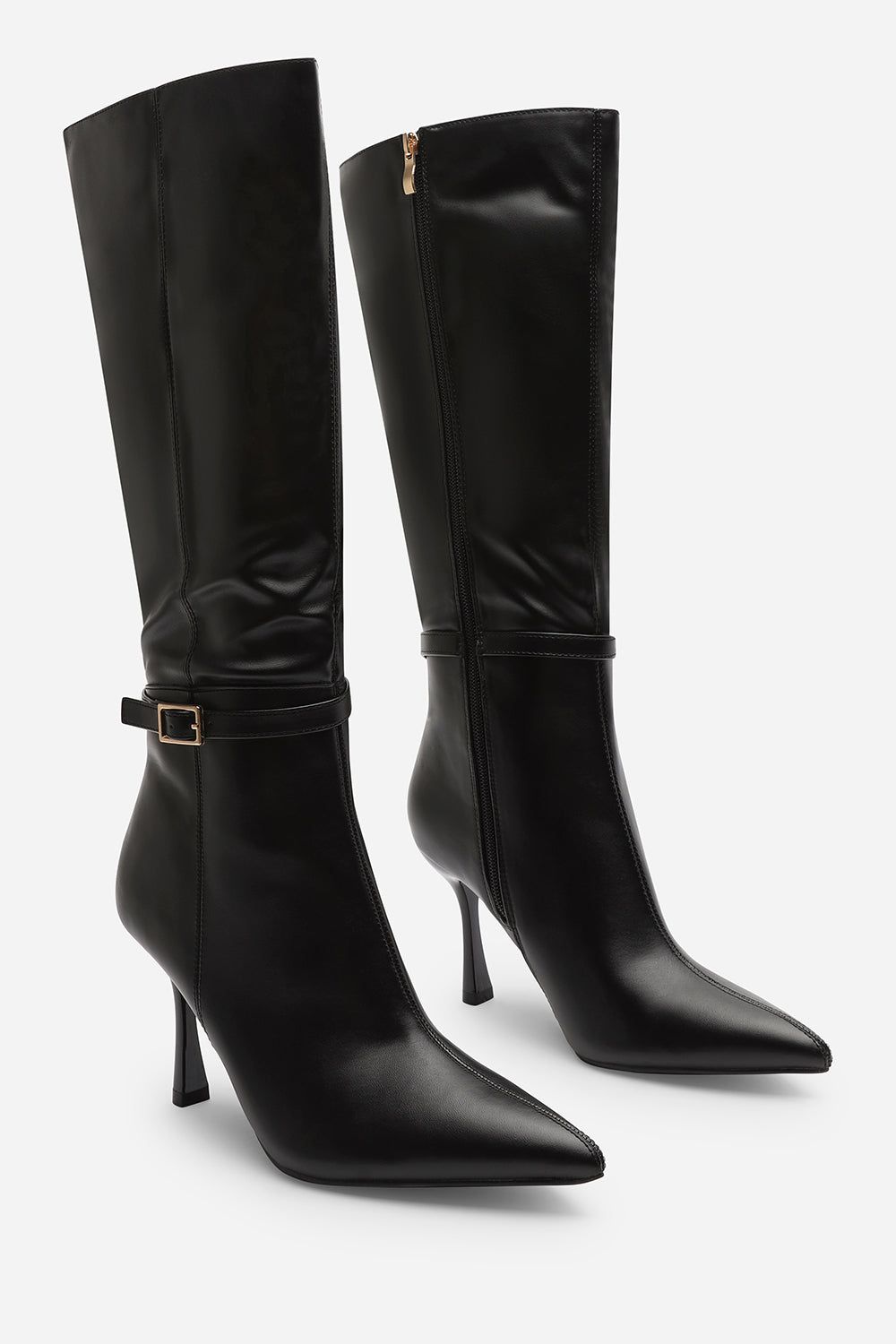 Where's That From 'Giada' Pointed Toe Knee High Stiletto Heel Boots with Side Buckle image 4