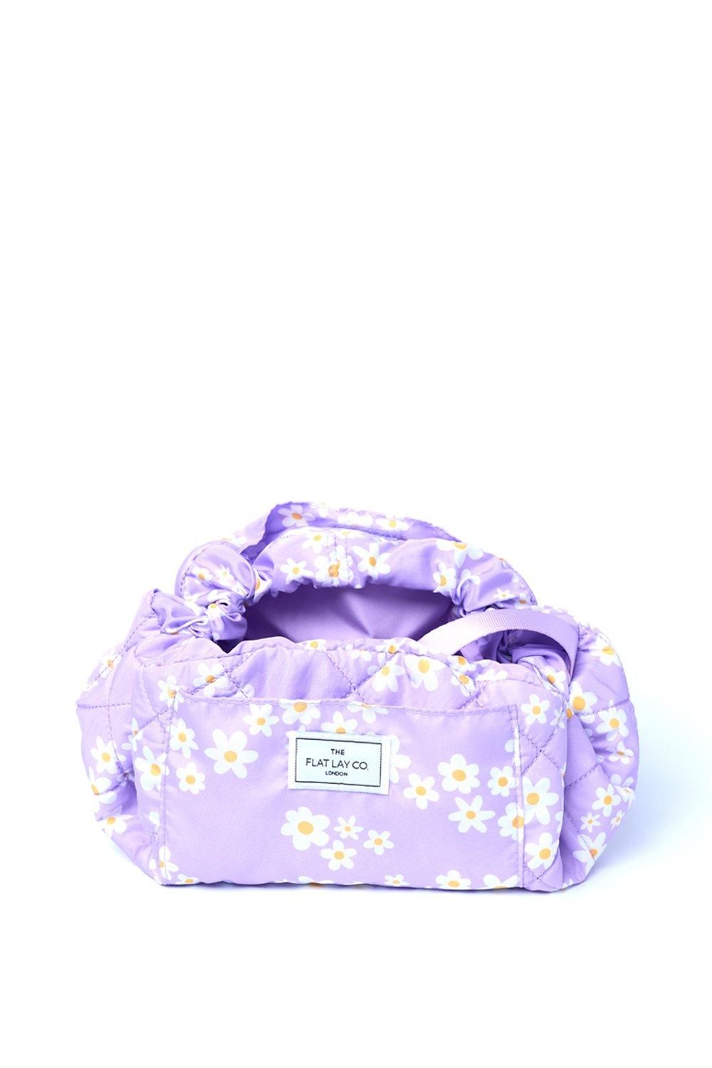 The Flat Lay Co Drawstring Makeup Bag in Lilac Daisy Multi image 2
