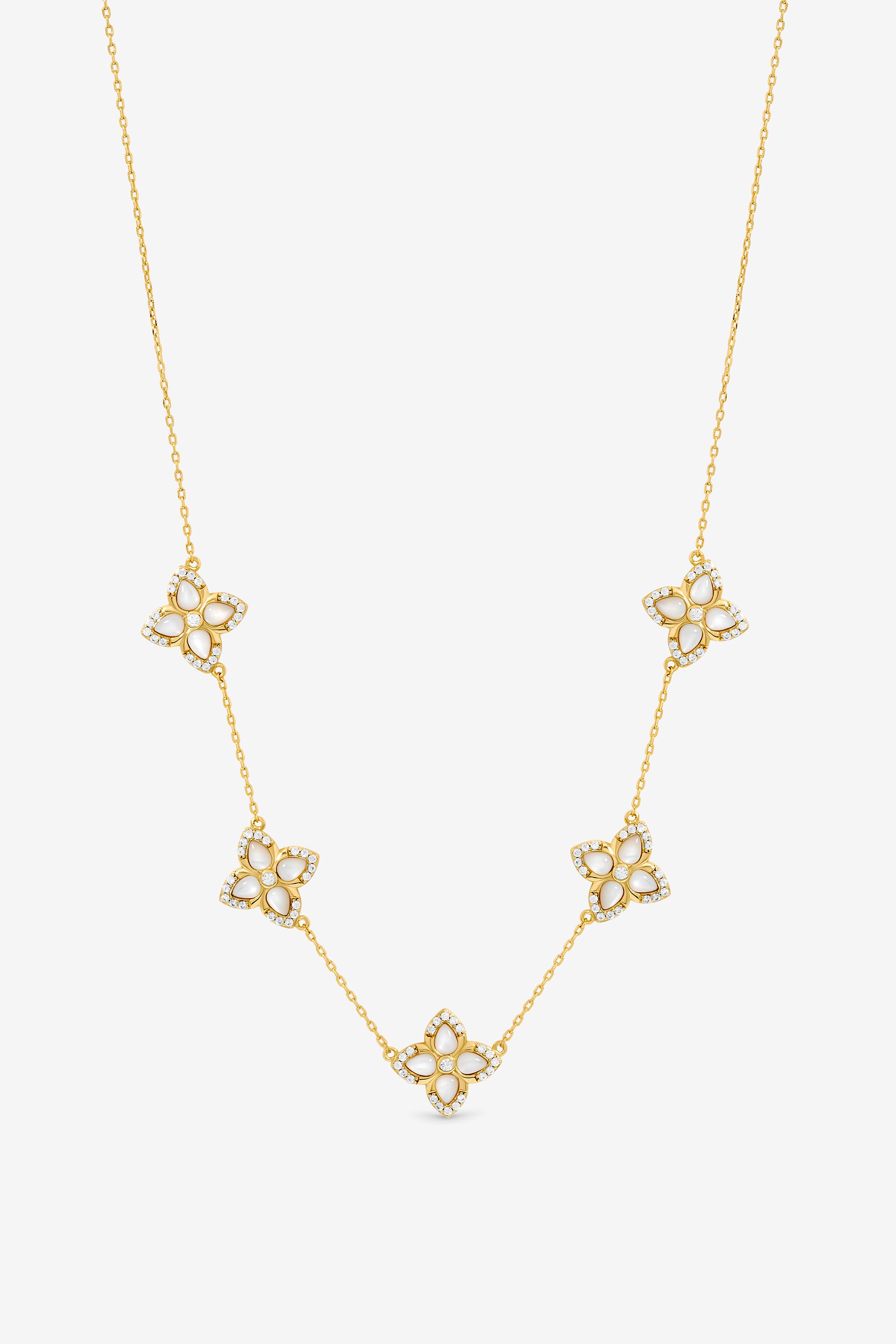 Jon Richard 14K Gold Plated and Mother of Pearl Clover Necklace image 1