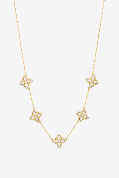 Jon Richard 14K Gold Plated and Mother of Pearl Clover Necklace