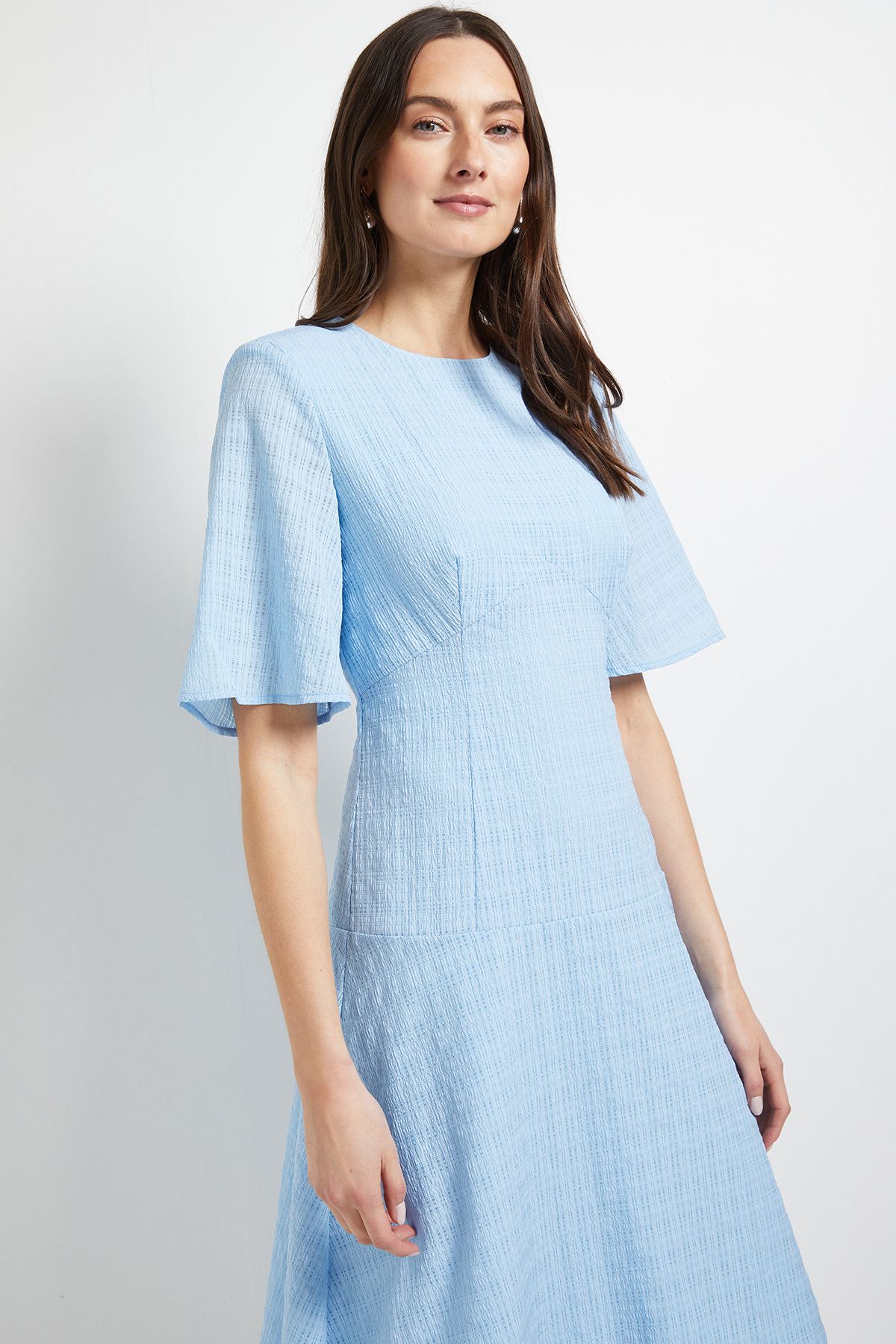 Principles Drop Waist Fit & Flare Jacquard Midi Dress Light Blue image 2