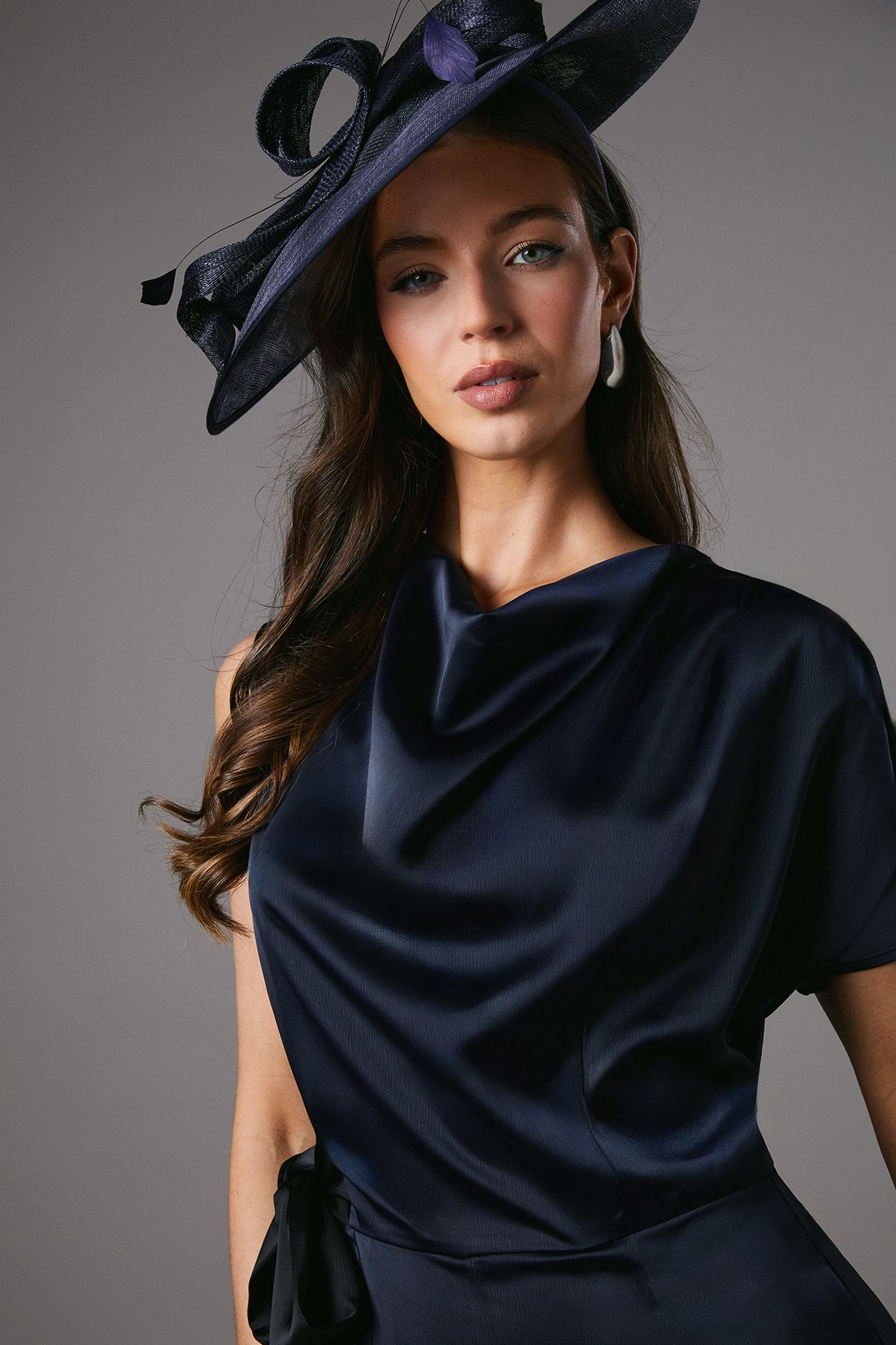 Coast Tie Side Satin Drape Wide Leg Jumpsuit Navy image 3