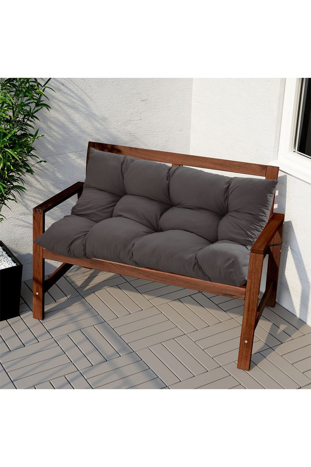 Living and Home 120x80cm Dark Grey Outdoor Bench Cushion Cotton Seat Pad for Garden Sofa & Patio Bench image 1