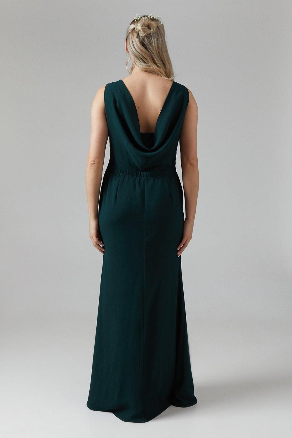 Coast Maternity Cowl Back Fishtail Bridesmaid Maxi Dress Emerald image 3