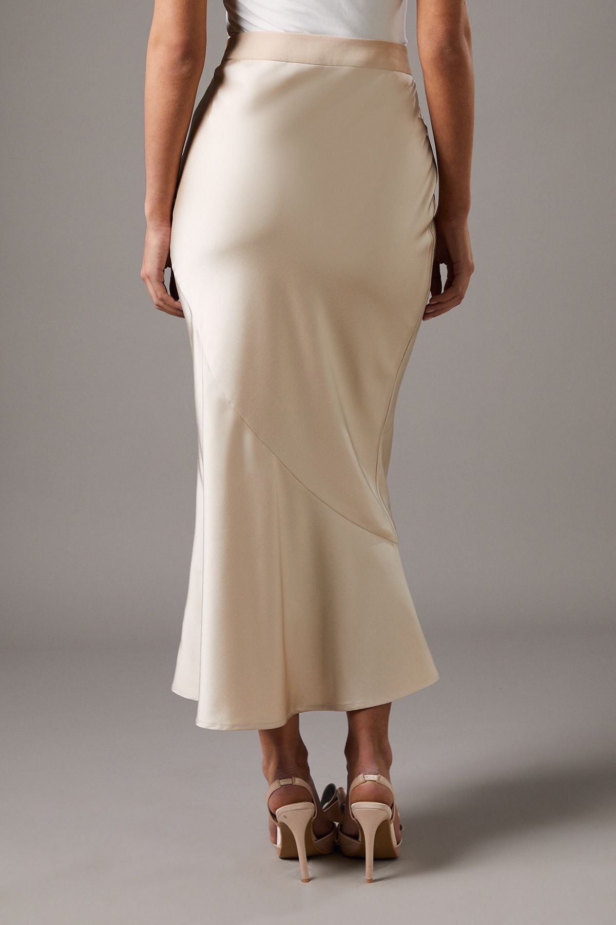 Coast Satin Detail Fitted Skirt Ivory image 4
