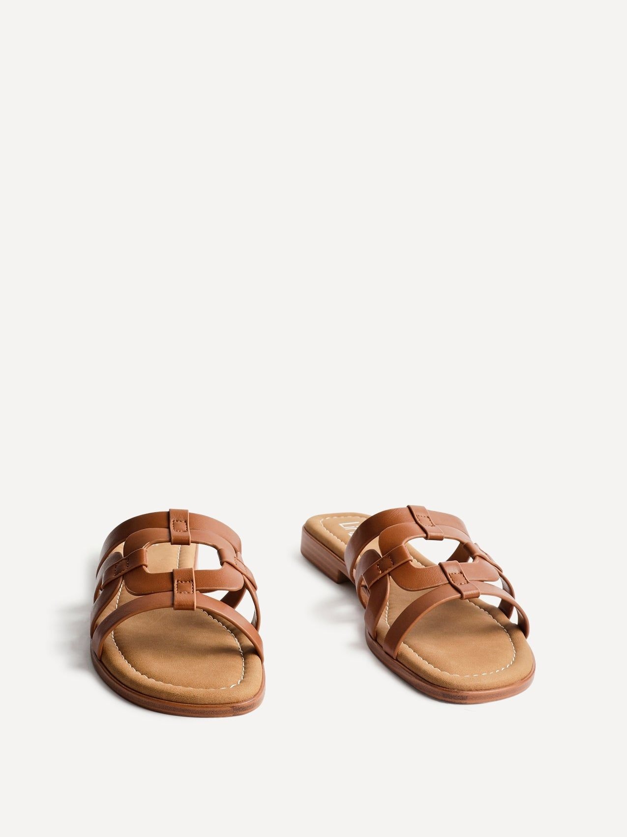 Linzi Lupita Tan Faux Leather Linked Flat Slider Sandal image 3