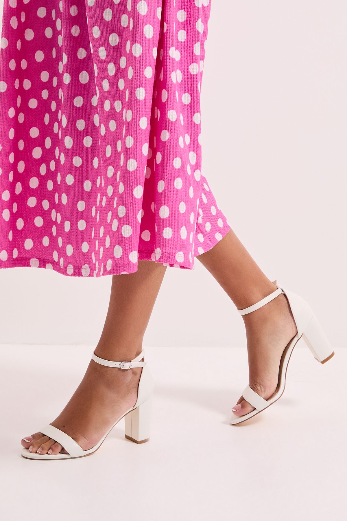 Dorothy Perkins Spark High Block Heel Sandals White image 1