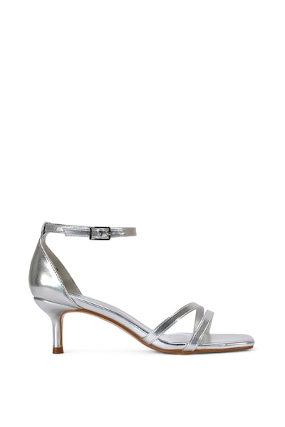XY London 'Lea' Open Toe Strappy Low Kitten Heel Sandal Shoes