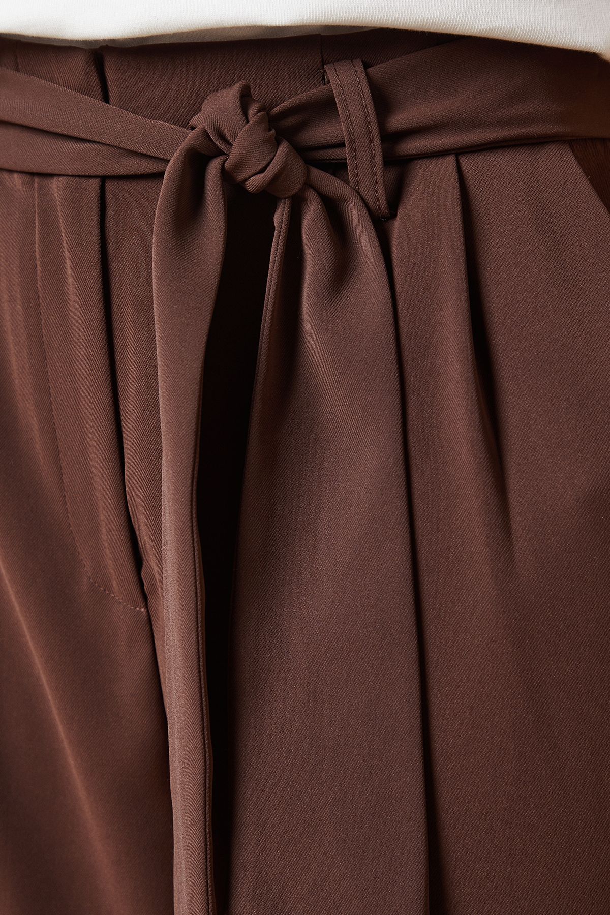 Dorothy Perkins Petite Paperbag Belted Wide Leg Trouser Chocolate image 5