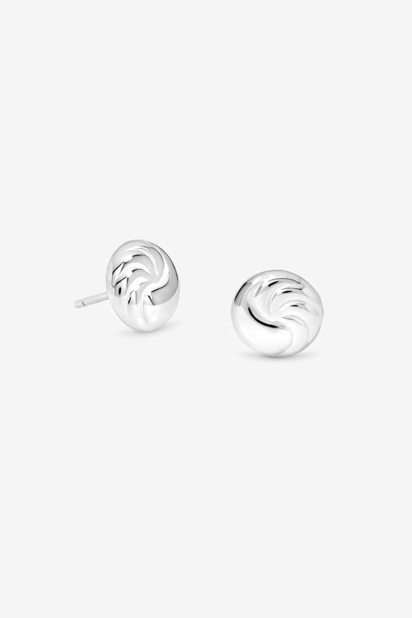 Simply Silver Sterling Silver 925 Polished Textured Ridged Stud Earrings