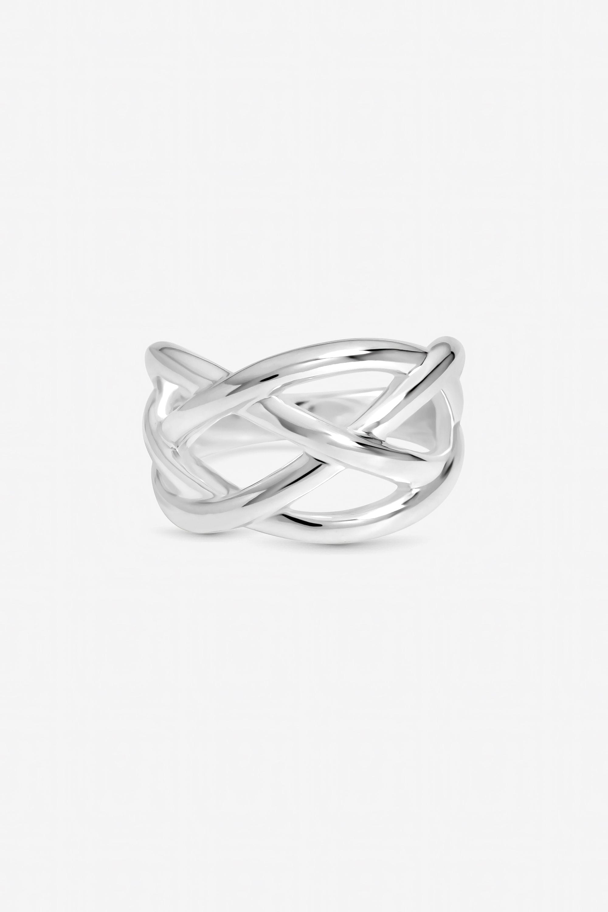 Inicio Sterling Silver Plated Statement Open Polished Ring - Gift Pouch