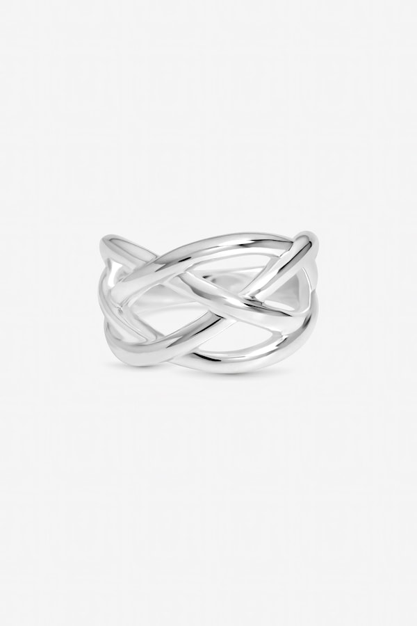 Inicio Sterling Silver Plated Statement Open Polished Ring - Gift Pouch