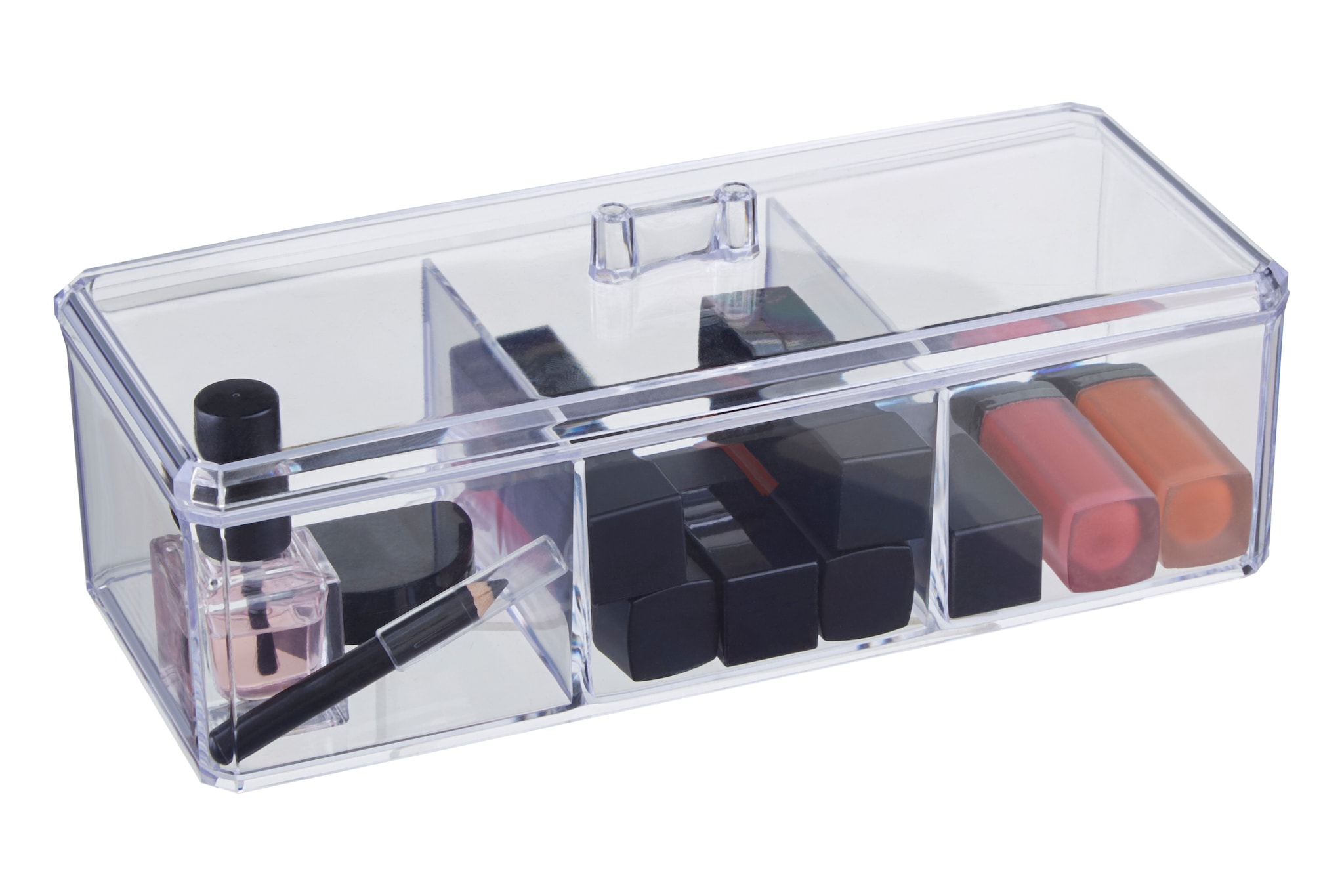 Orsina Beauty 3 Compartment Cosmetics Organiser With Lid image 1