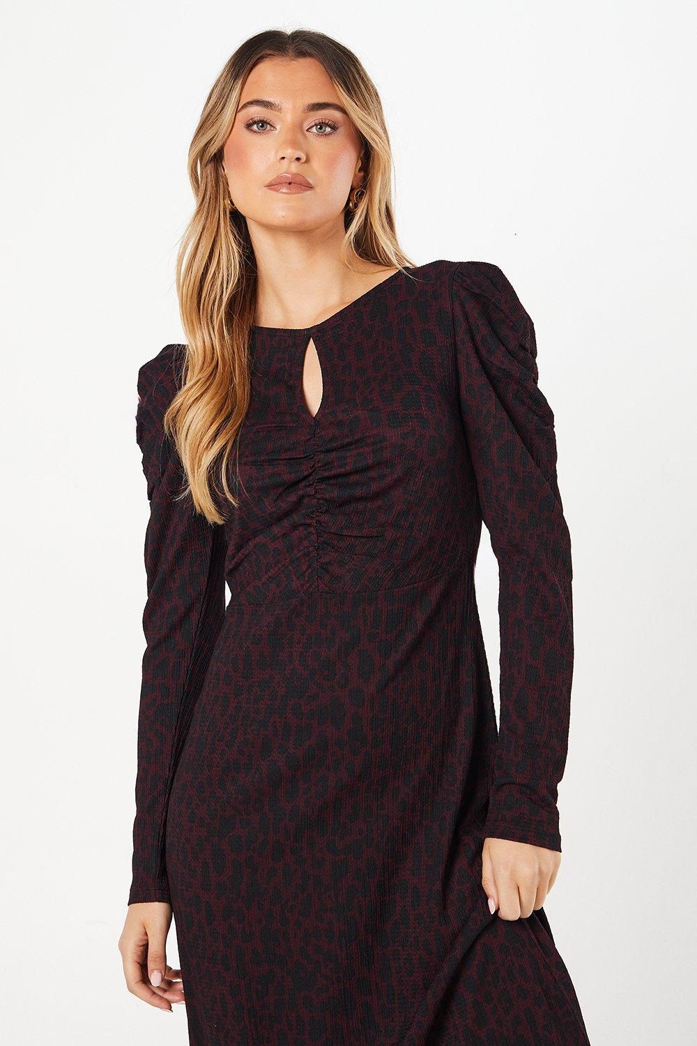 Dorothy Perkins Berry Animal Keyhole Midi Dress Berry image 4