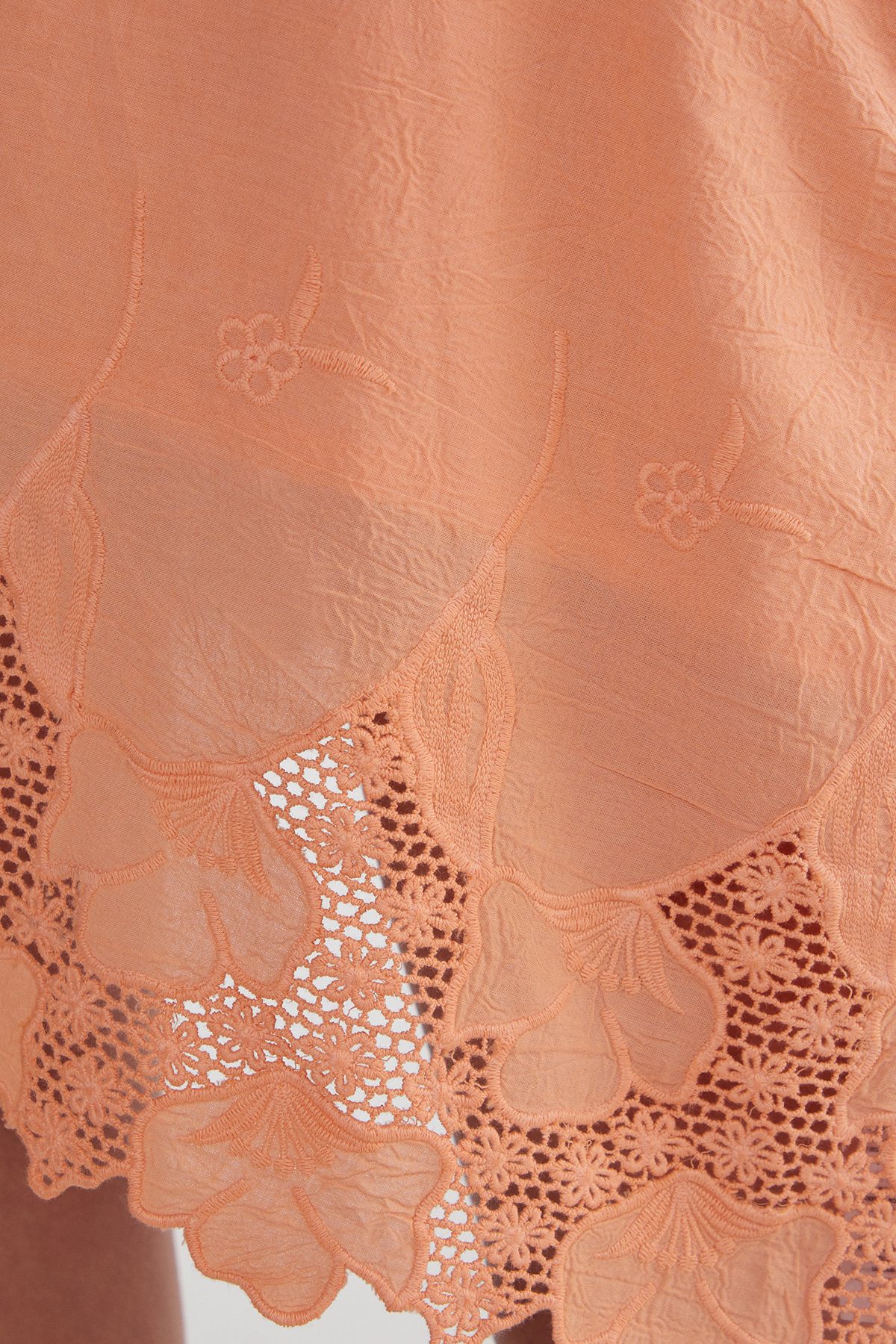 NastyGal Cotton Cutwork Embroidered Hem Asymmetric Mini Skirt Peach image 5