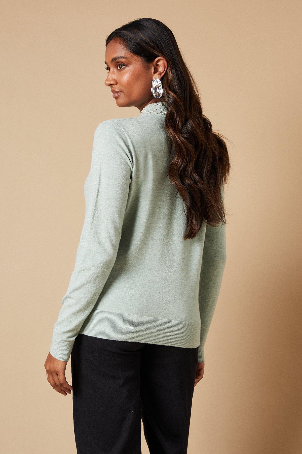 Oasis Pearl Necklace Jumper Light Green image 3