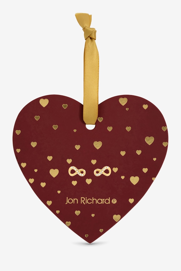 Jon Richard 18K Gold Plated Pave Infinity Earrings - Hanging Heart