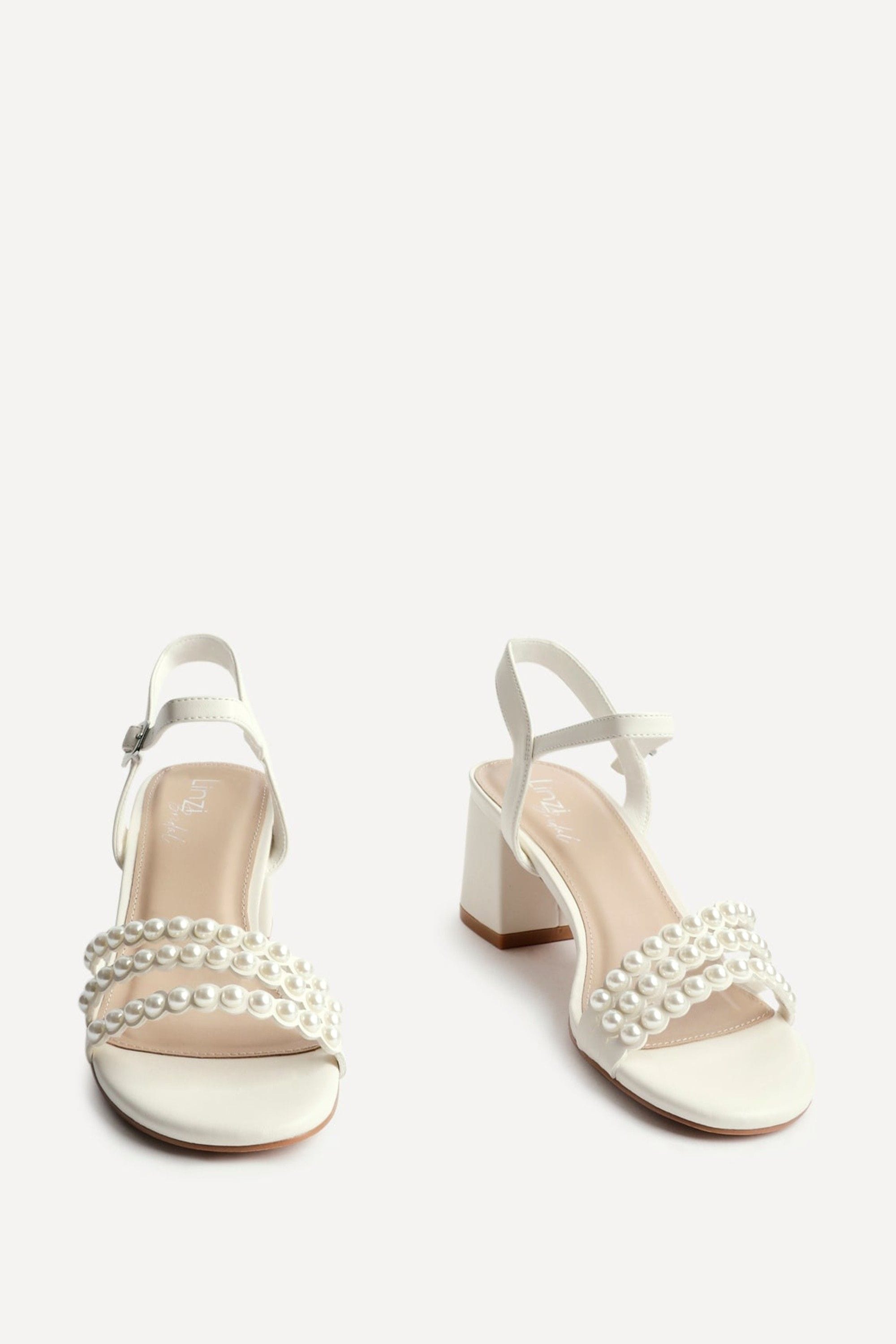 Linzi Perla Ivory Faux Leather Pearl Embellished Heeled Sandals image 3
