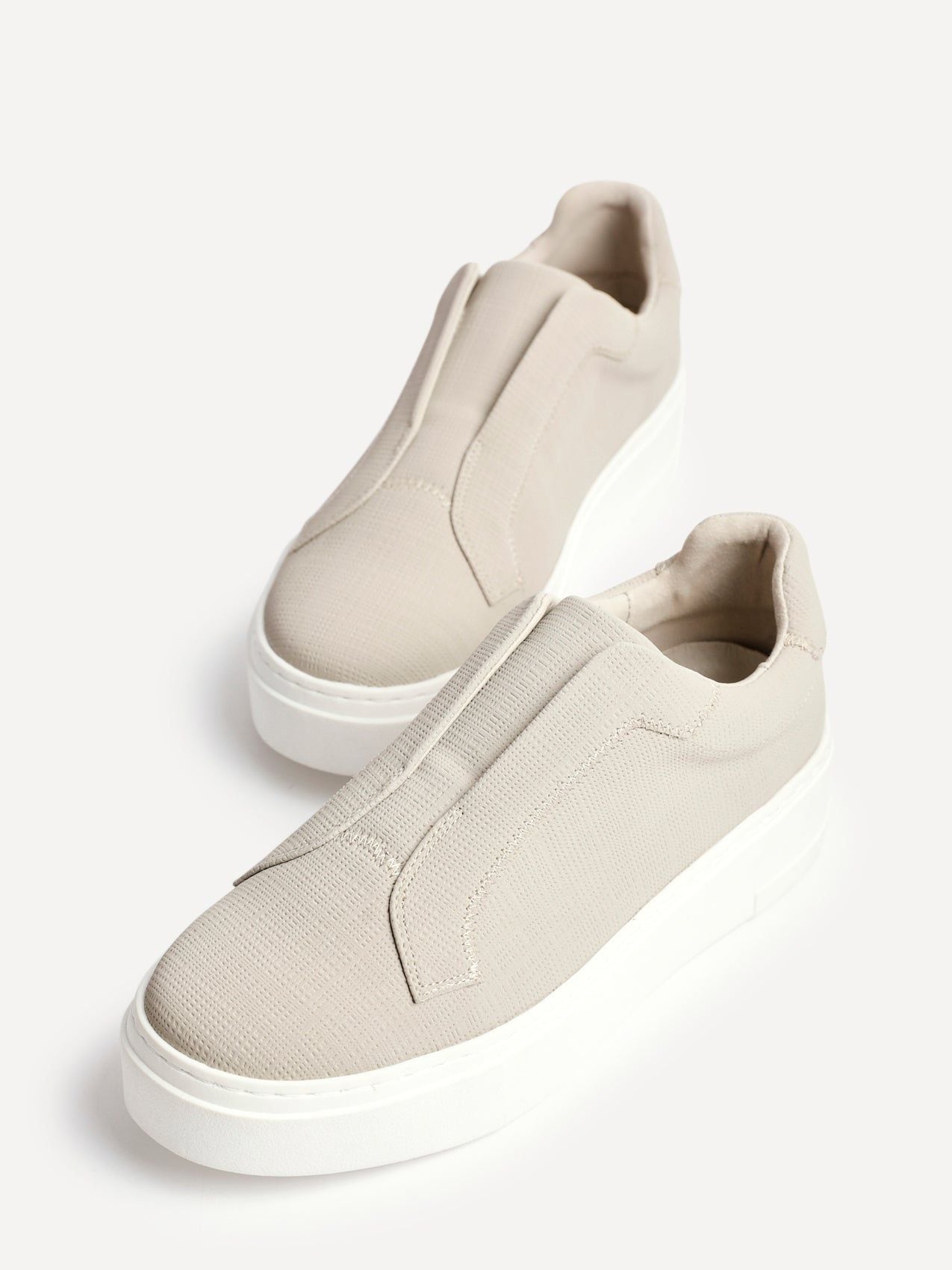 Linzi Henley Taupe Textured Slip On Platform Trainers image 4