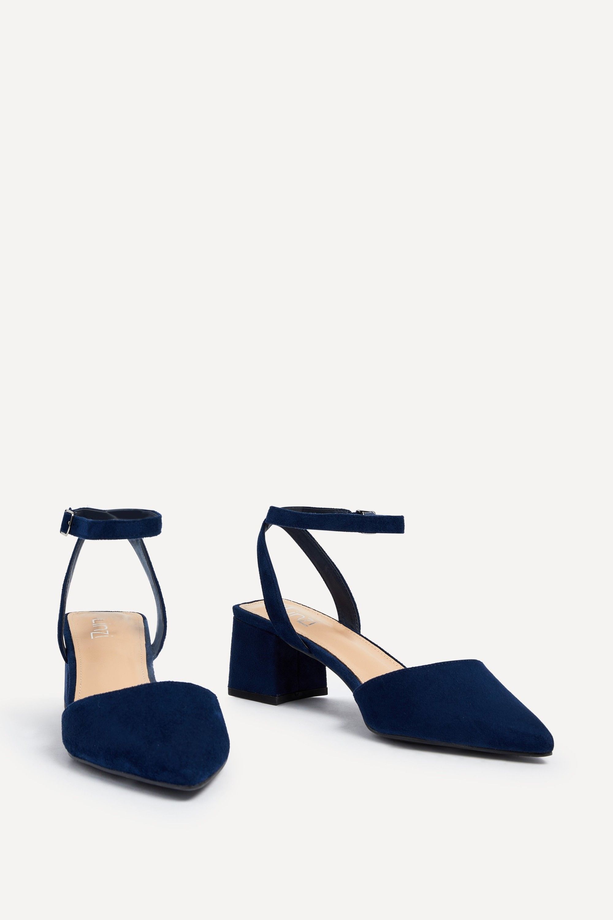 Linzi Suzy Wide Fit Navy Faux Suede Court Heel image 3