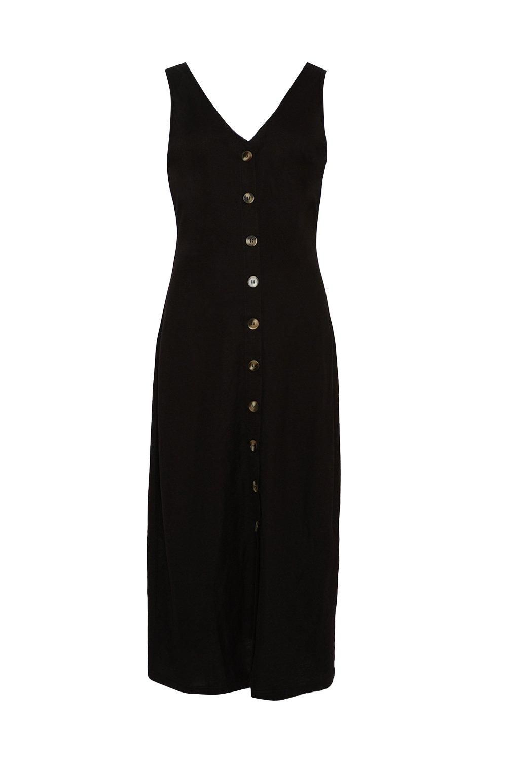 Oasis Button Through Pique Midi Dress Black image 4