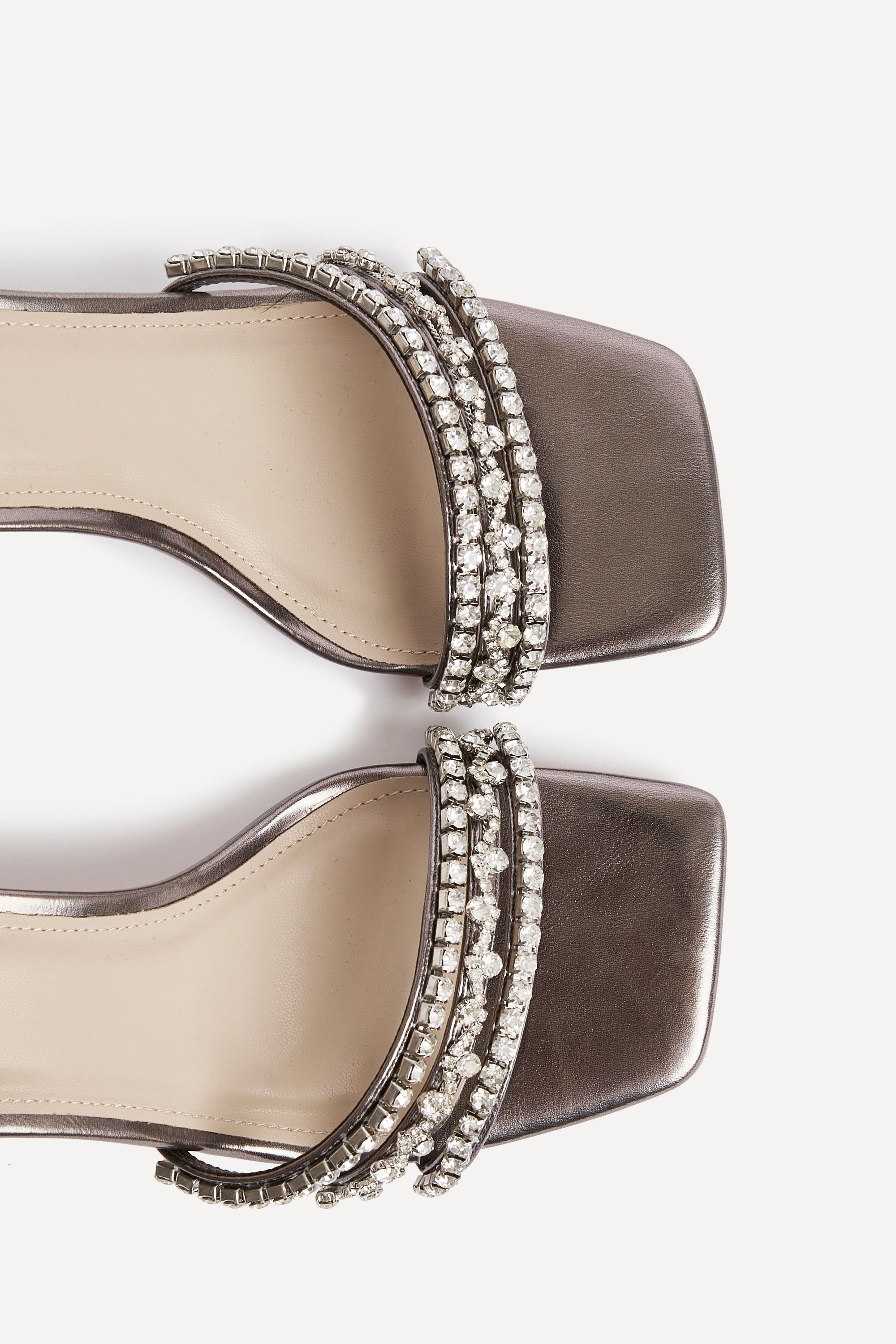 Linzi Bling Pewter Faux Leather Strappy Diamante Heel image 5