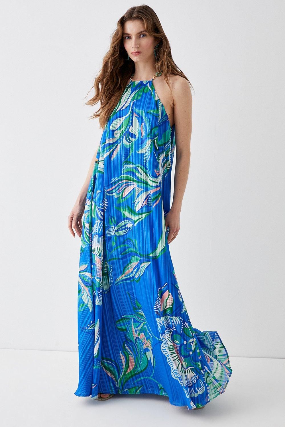 Coast Alexandra Farmer Chain Trapeze Maxi Dress Blue image 2