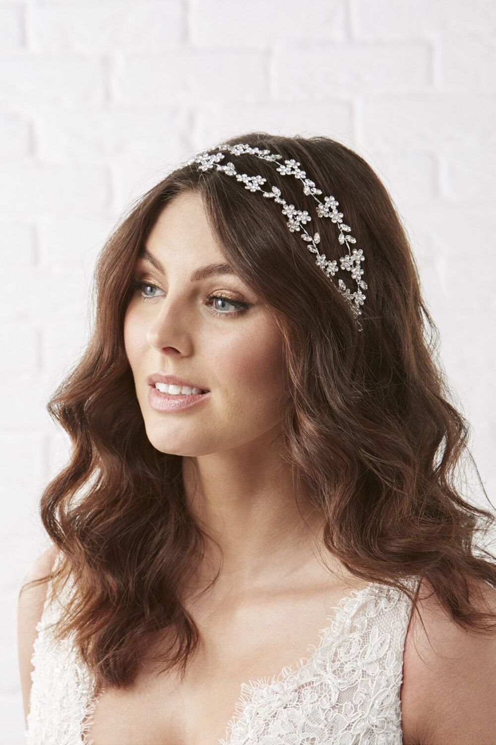 Jon Richard Silver Plated Clear Crystal Floral Halo Hair - Gift Pouch image 2