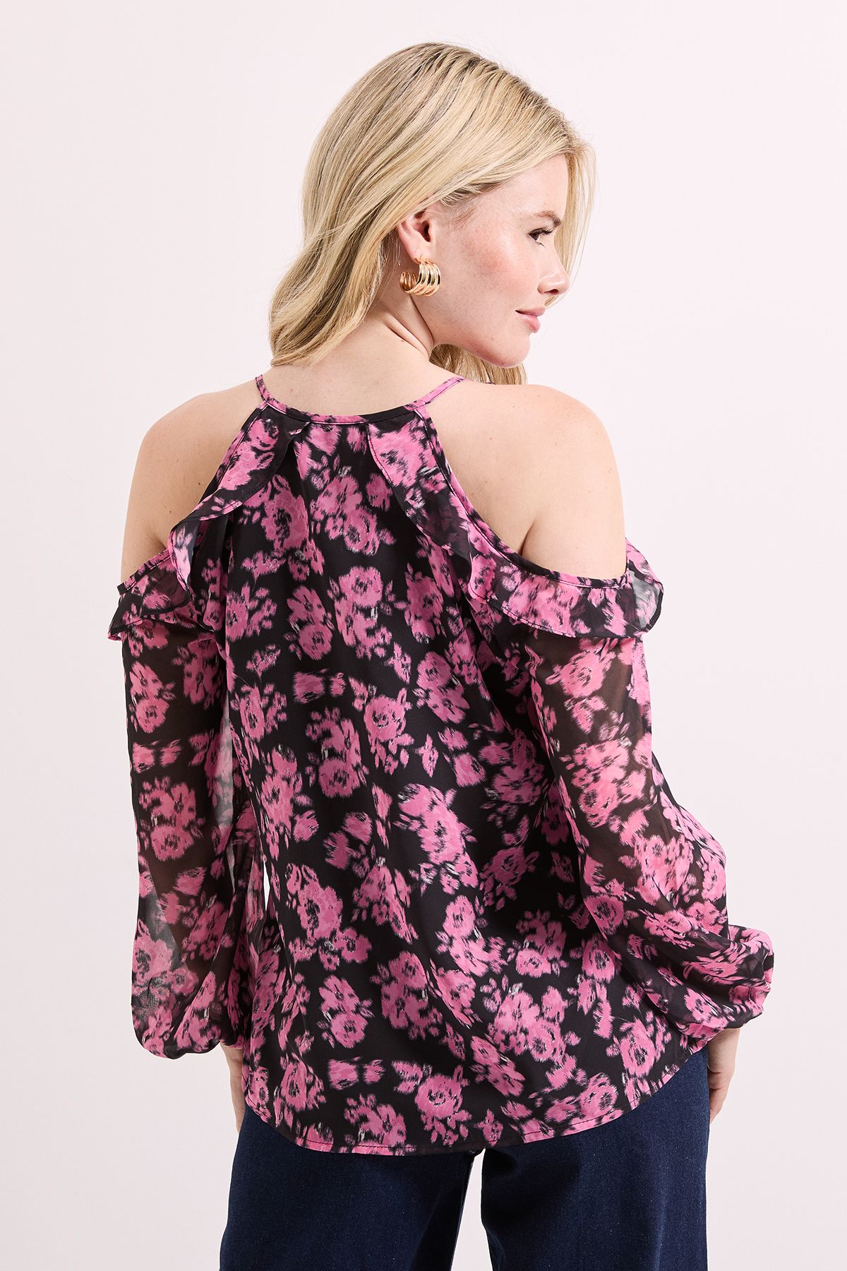 Dorothy Perkins Floral Ruffle Detail Printed Chiffon Top Floral image 4