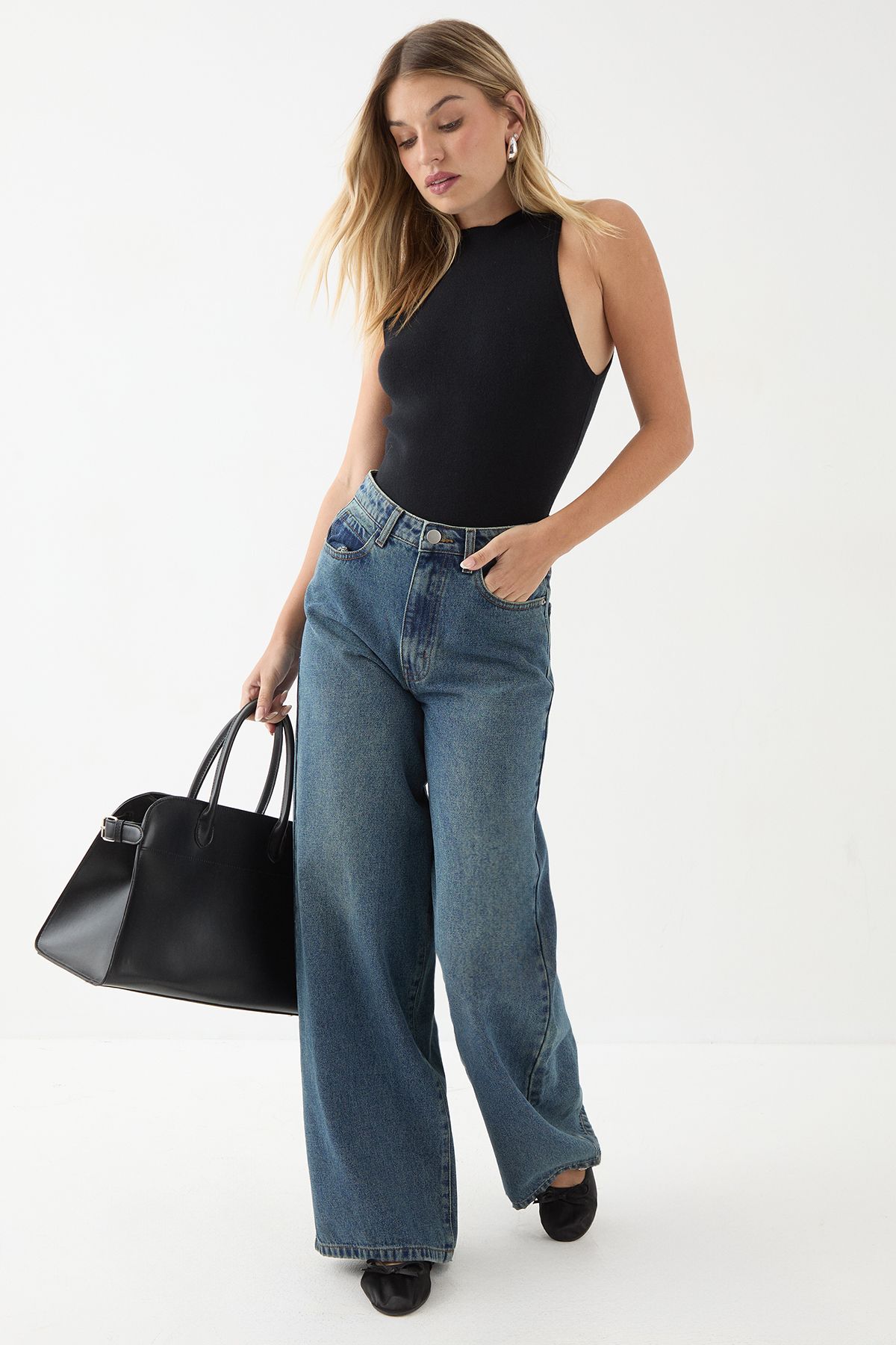 MissPap Fine Gauge Halter Neck Bodysuit Black image 2