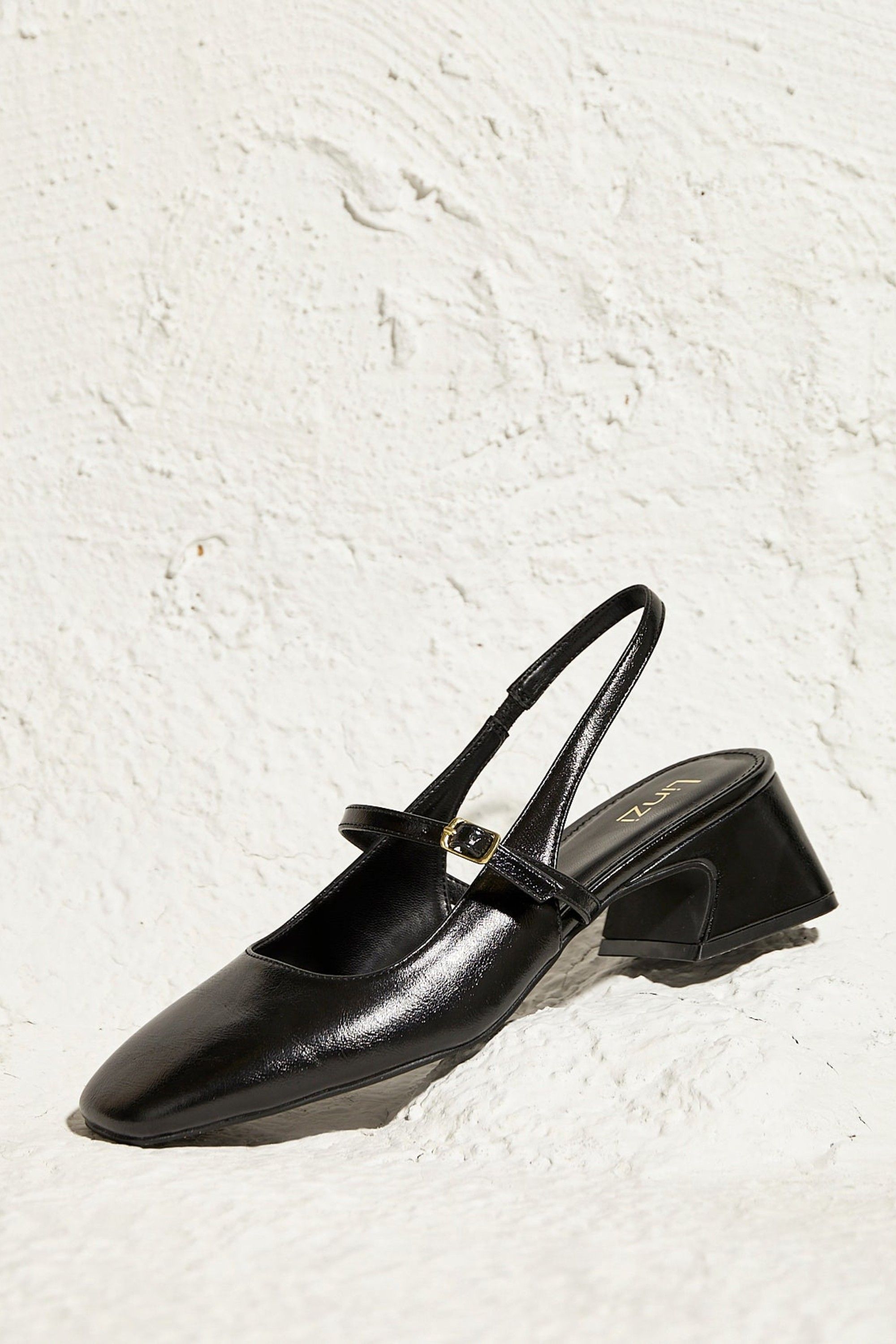 Linzi Society Black Faux Leather Mary Jane Heels image 6