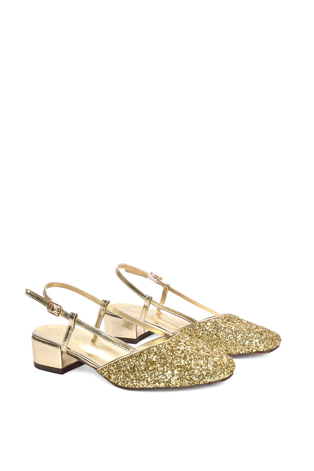 XY London 'Kira' Low Heel Court Shoes With Slingback and Buckle image 3