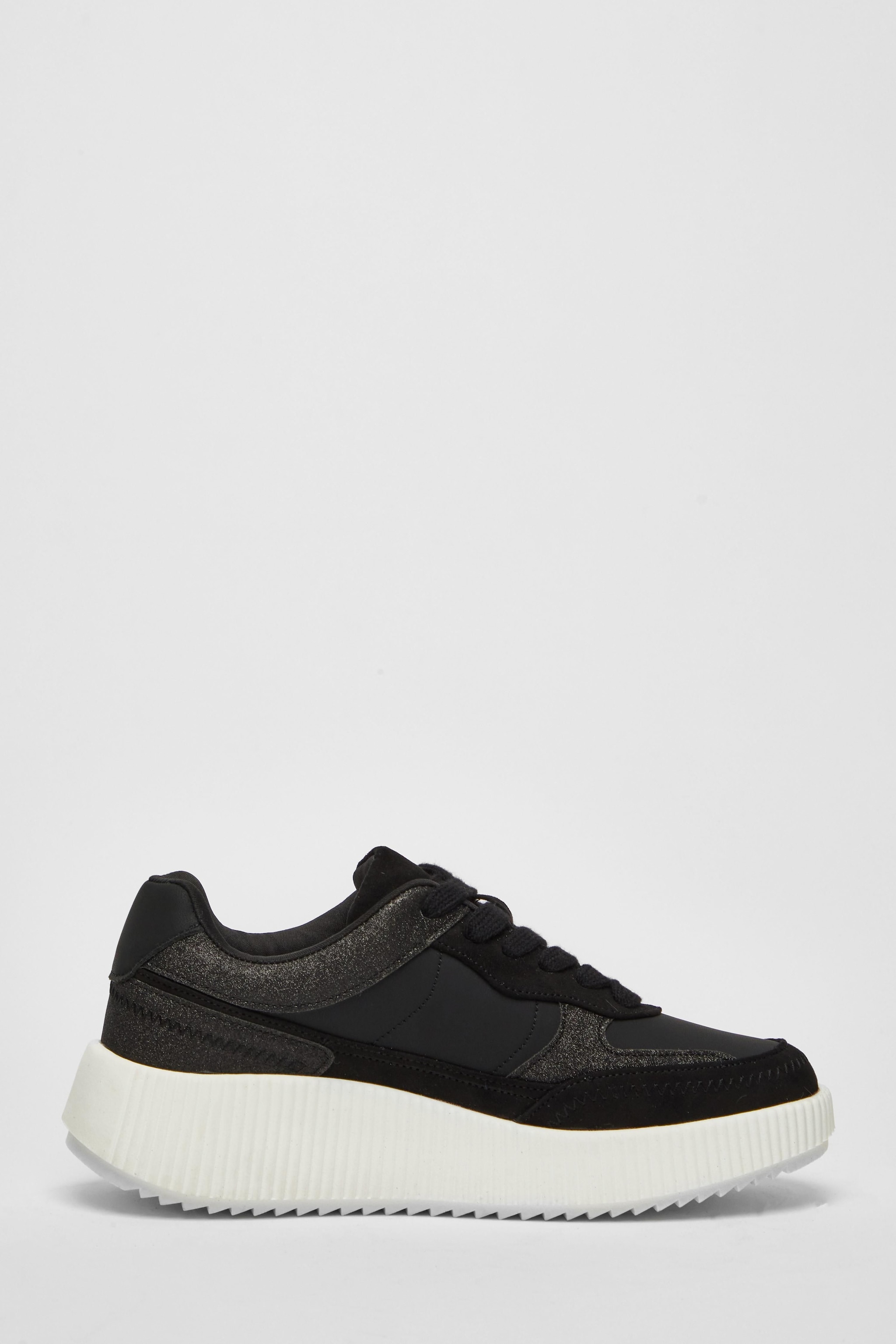 Quiz Black Glitter Chunky Trainers image 5