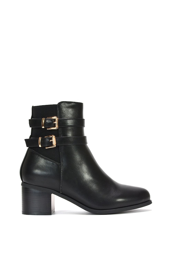 XY London 'Tabitha' Mid Block Heel Chelsea Boots With Buckles