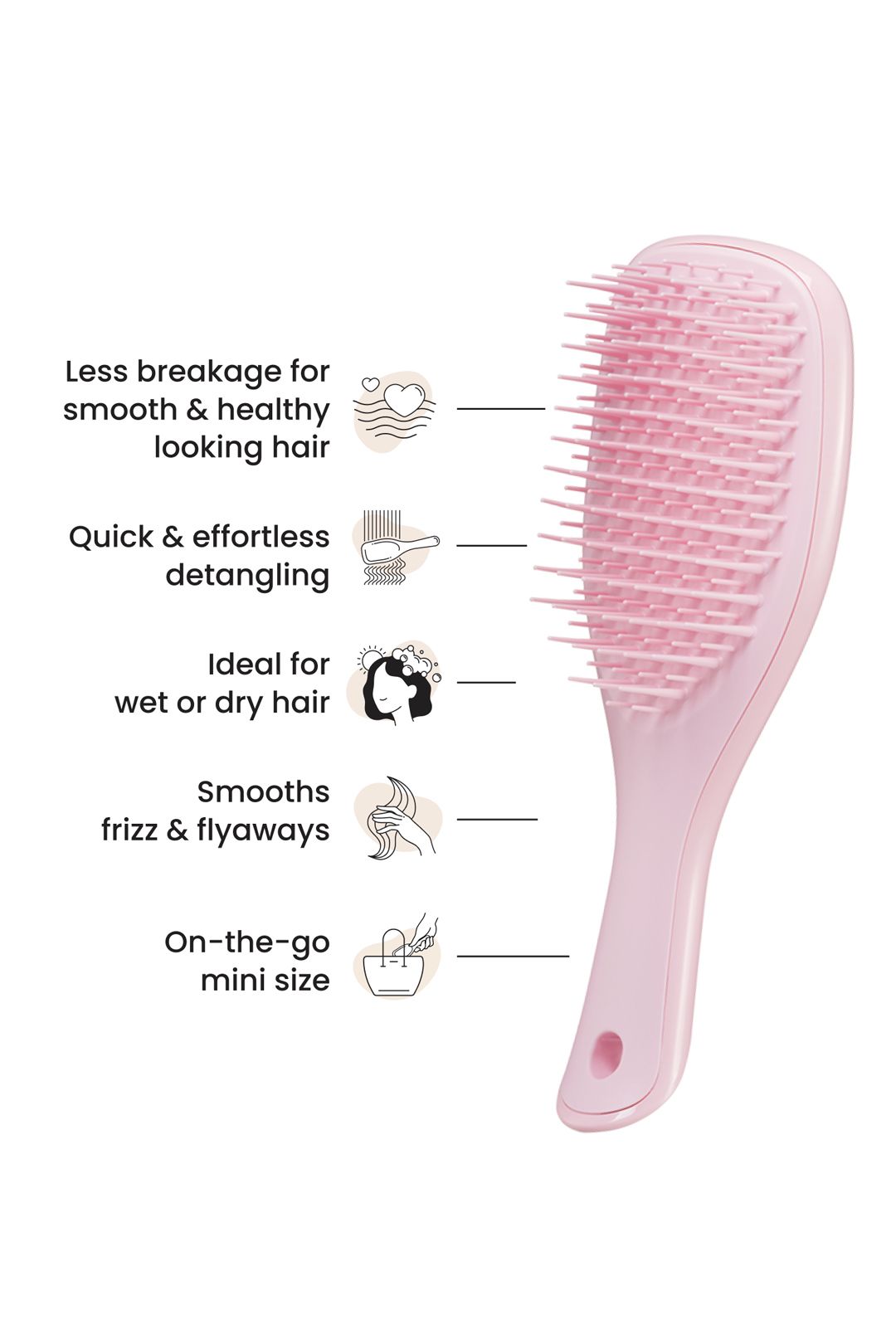 Tangle Teezer The Ultimate Detangler Mini (straight to curly) Millennial Pink image 5