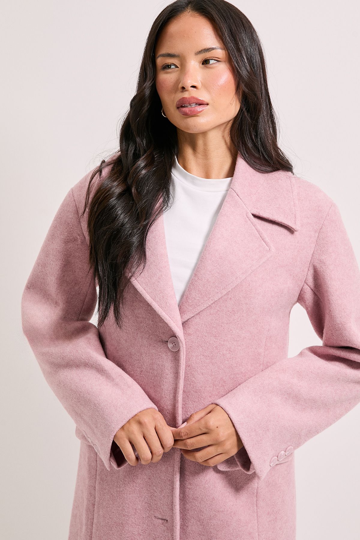 Dorothy Perkins Brushed Relaxed Longline Coat Pink image 2