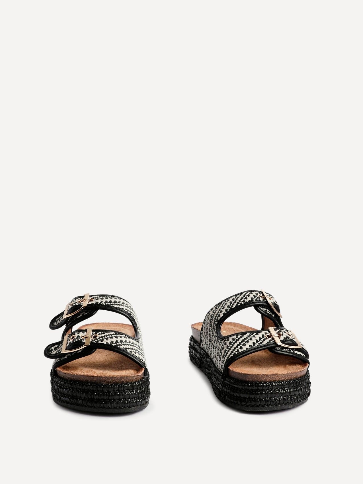 Linzi Cici Black Aztec Woven Double Buckle Flatform Slider Sandal image 3