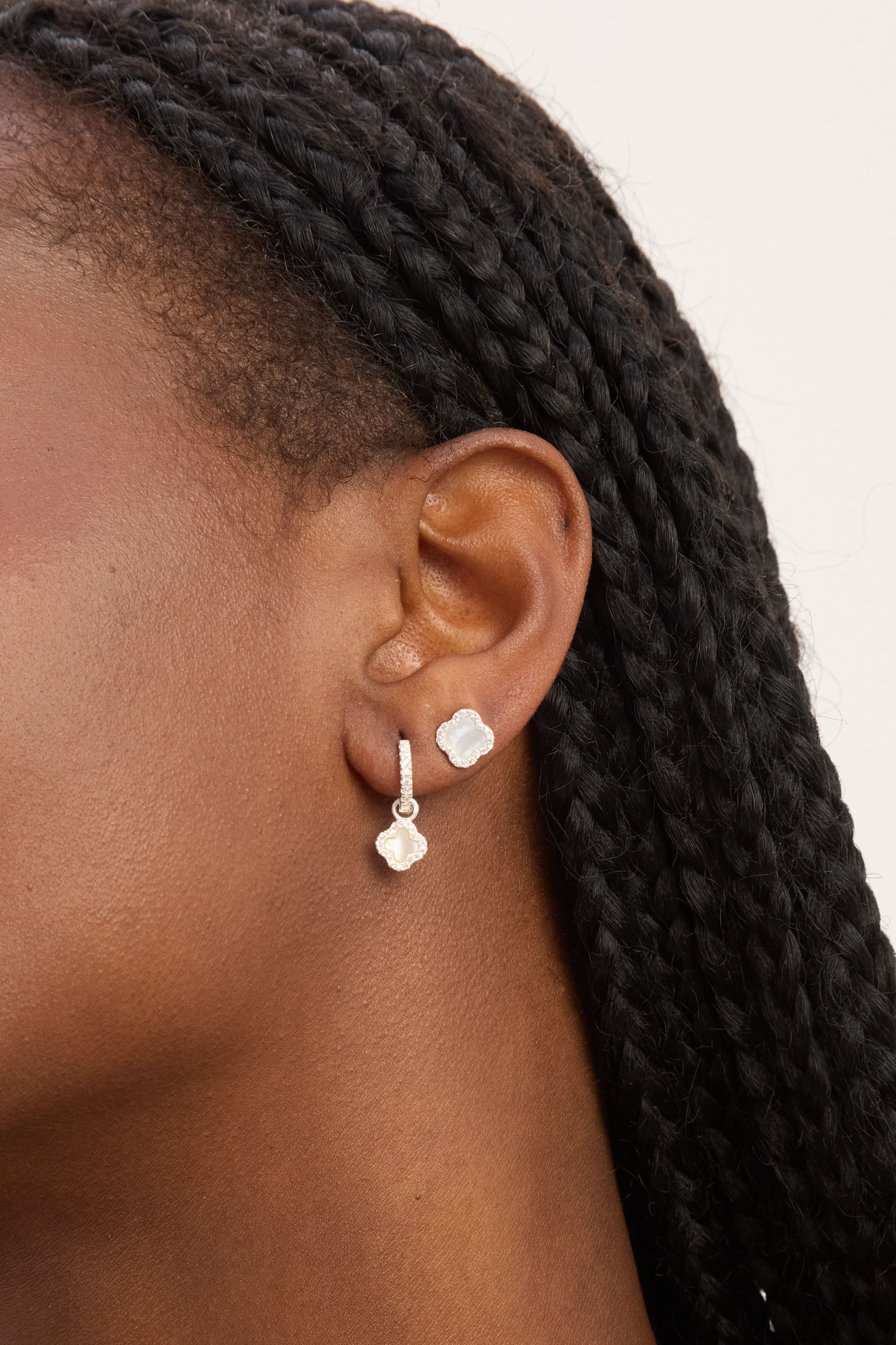 Simply Silver Sterling Silver 925 Semi Precious Clover Charm Hoop Earrings image 2