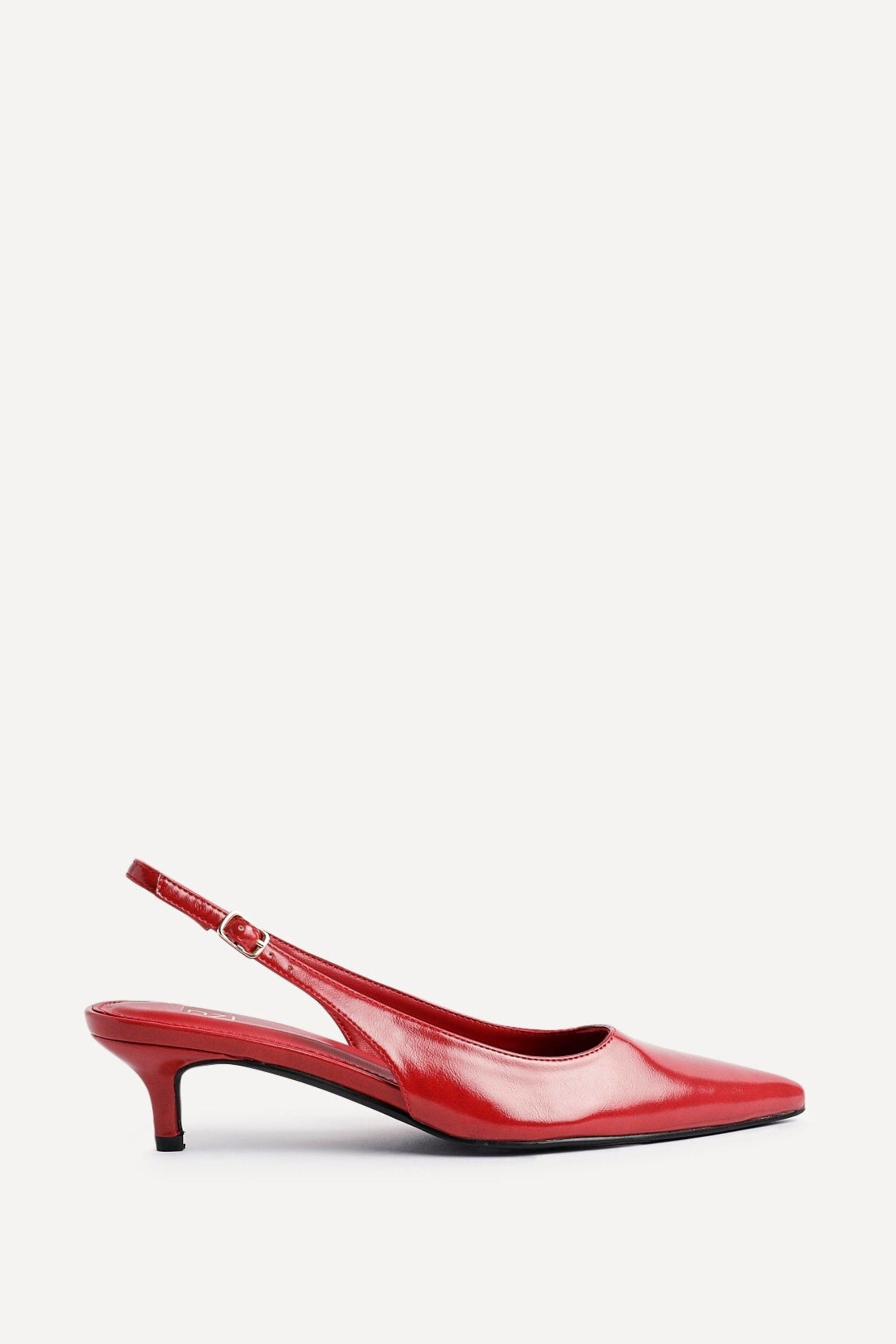 Linzi Elvira Red Faux Leather Slingback Kitten Court Heels image 1