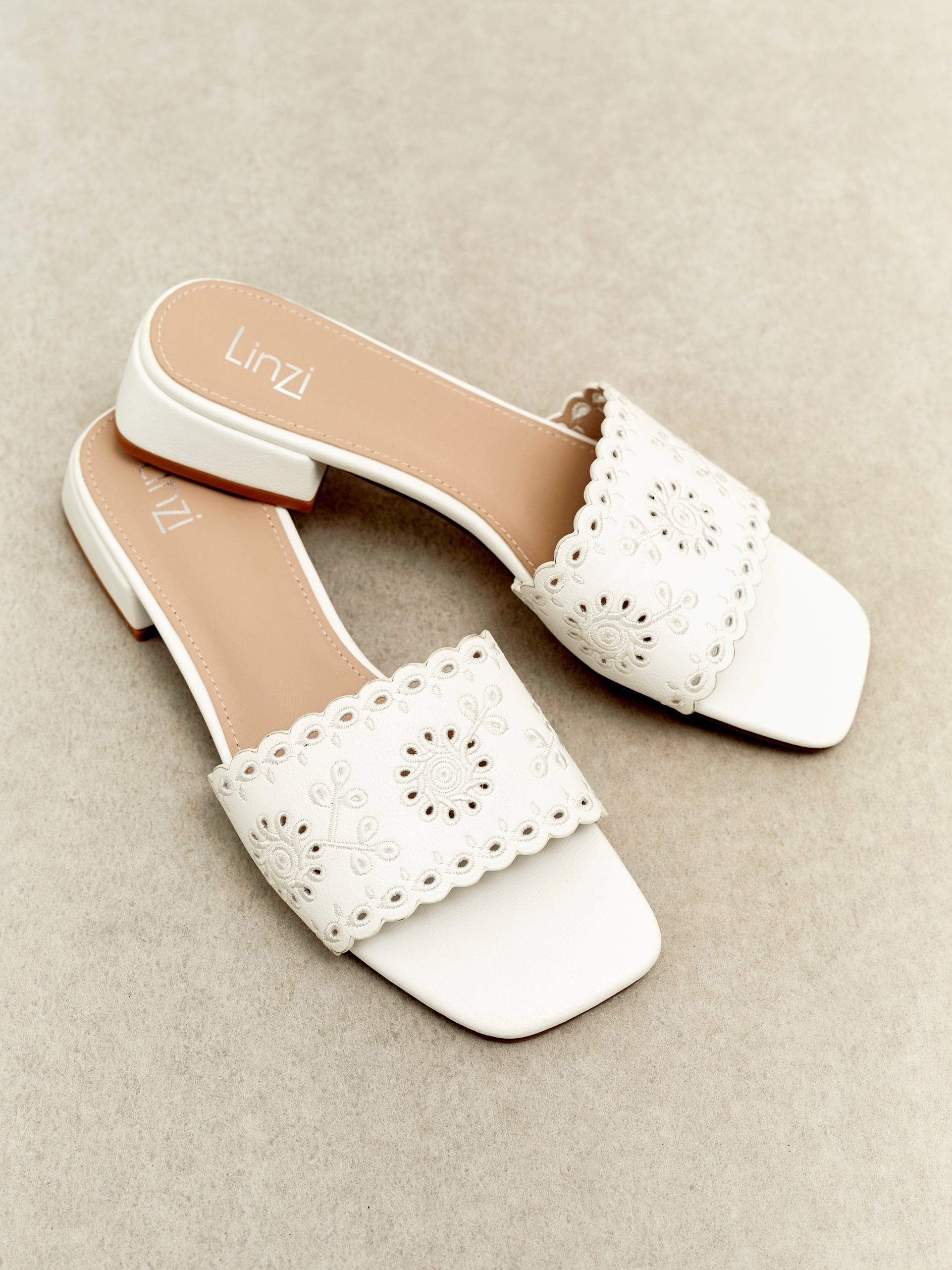 Linzi Lavender White Faux Leather Mule image 6